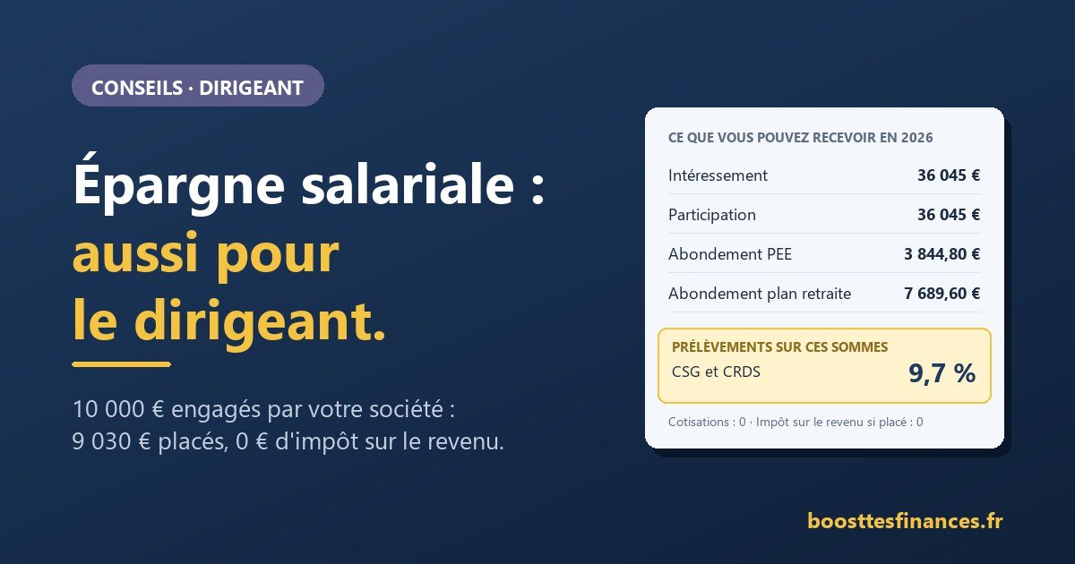 L'épargne salariale, aussi pour le dirigeant : intéressement, participation et PEE en 2026